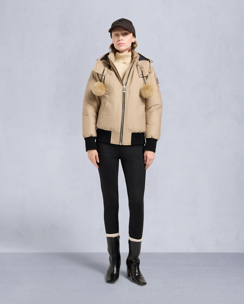 ORIGINAL DEBBIE SHEARLING TRIM BOMBER JACKET-OXYGEN