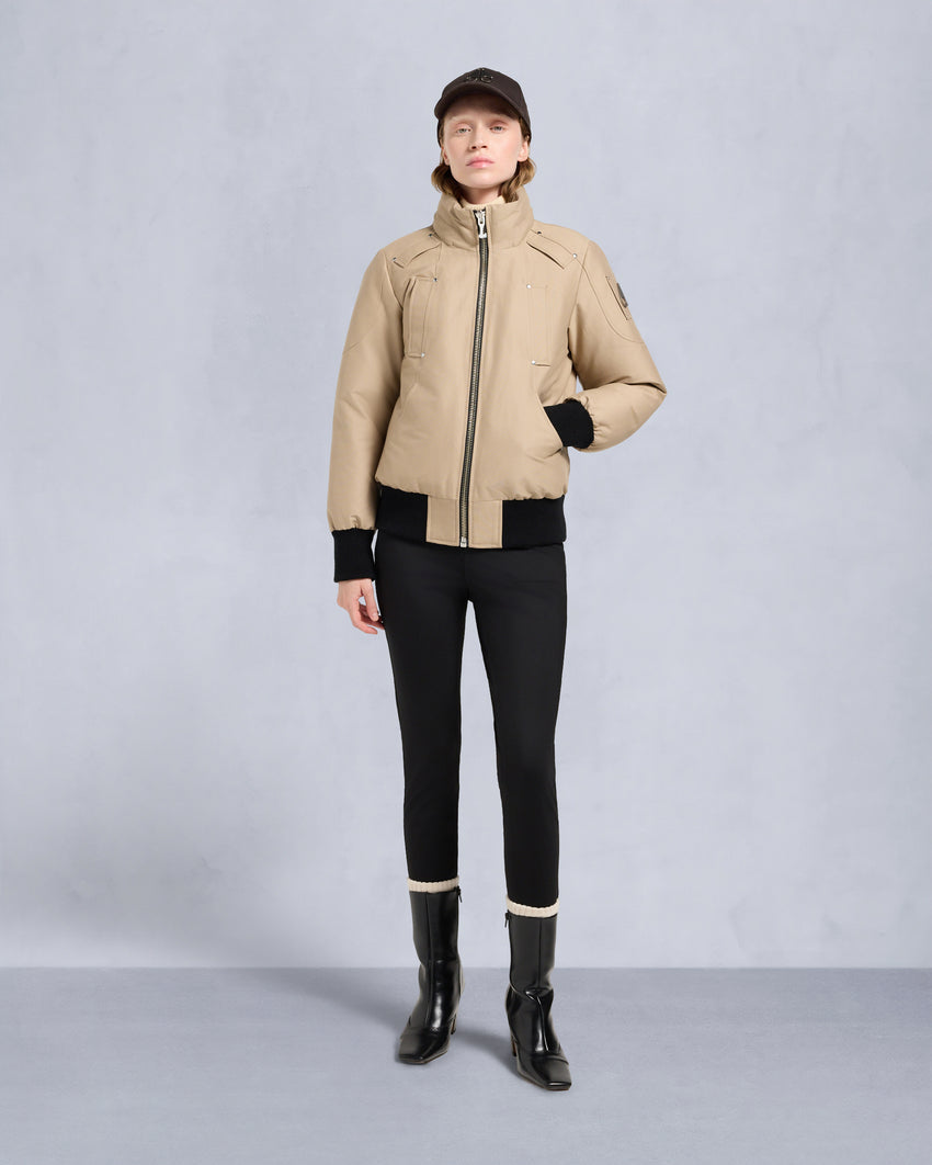ORIGINAL DEBBIE SHEARLING TRIM BOMBER JACKET-OXYGEN