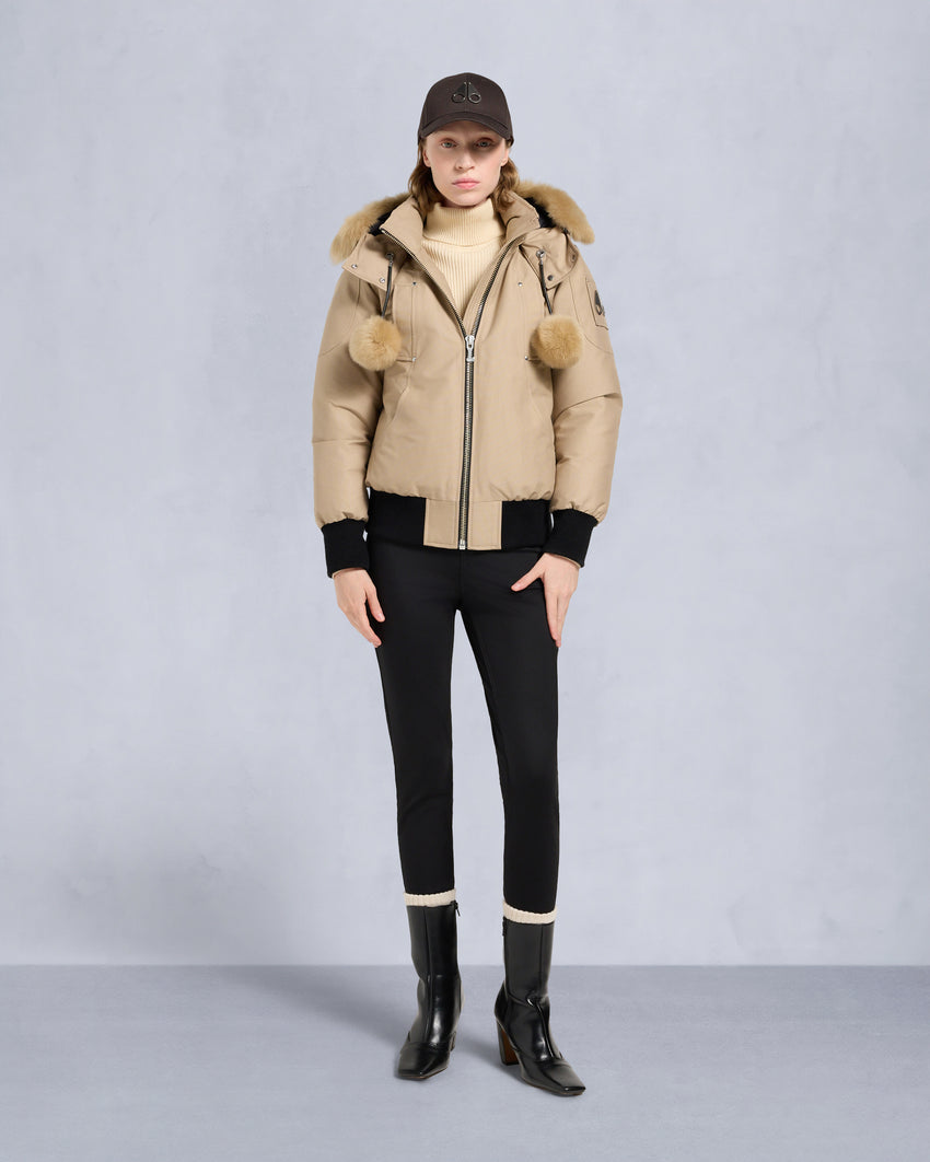 ORIGINAL DEBBIE SHEARLING TRIM BOMBER JACKET-OXYGEN