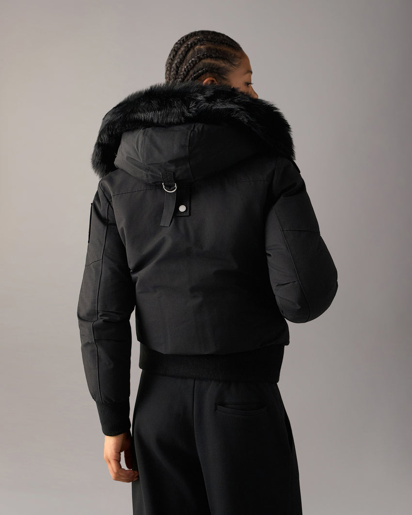 ORIGINAL DEBBIE SHEARLING TRIM BOMBER JACKET-OXYGEN