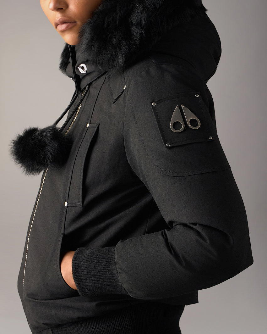 ORIGINAL DEBBIE SHEARLING TRIM BOMBER JACKET-OXYGEN