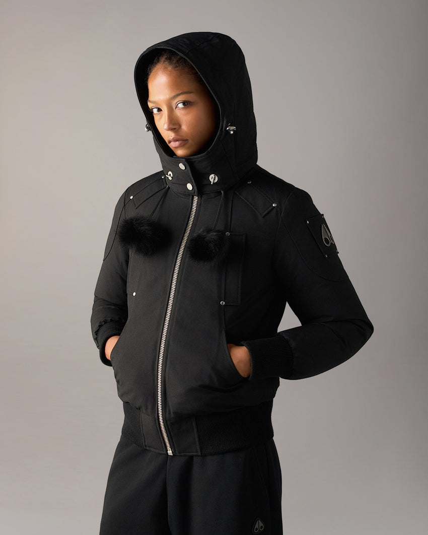 ORIGINAL DEBBIE SHEARLING TRIM BOMBER JACKET-OXYGEN