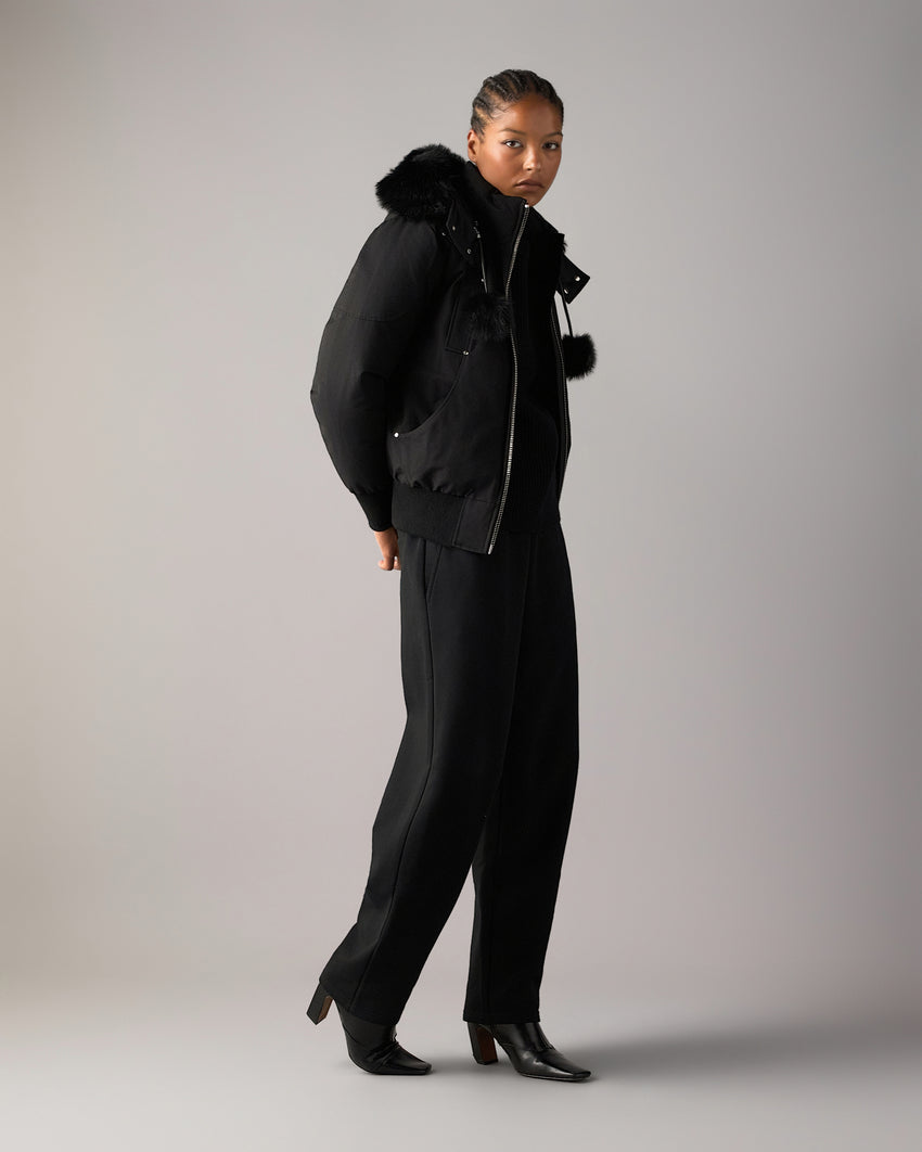 ORIGINAL DEBBIE SHEARLING TRIM BOMBER JACKET-OXYGEN