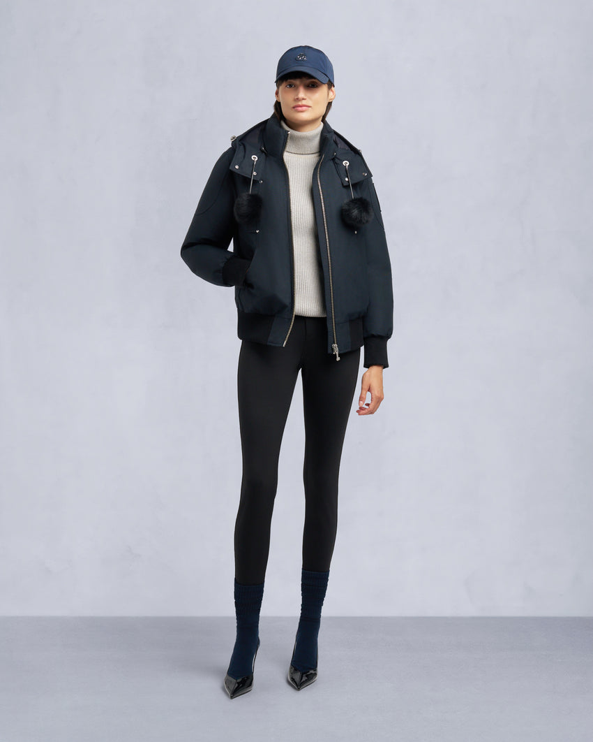 ORIGINAL DEBBIE SHEARLING TRIM BOMBER JACKET-OXYGEN