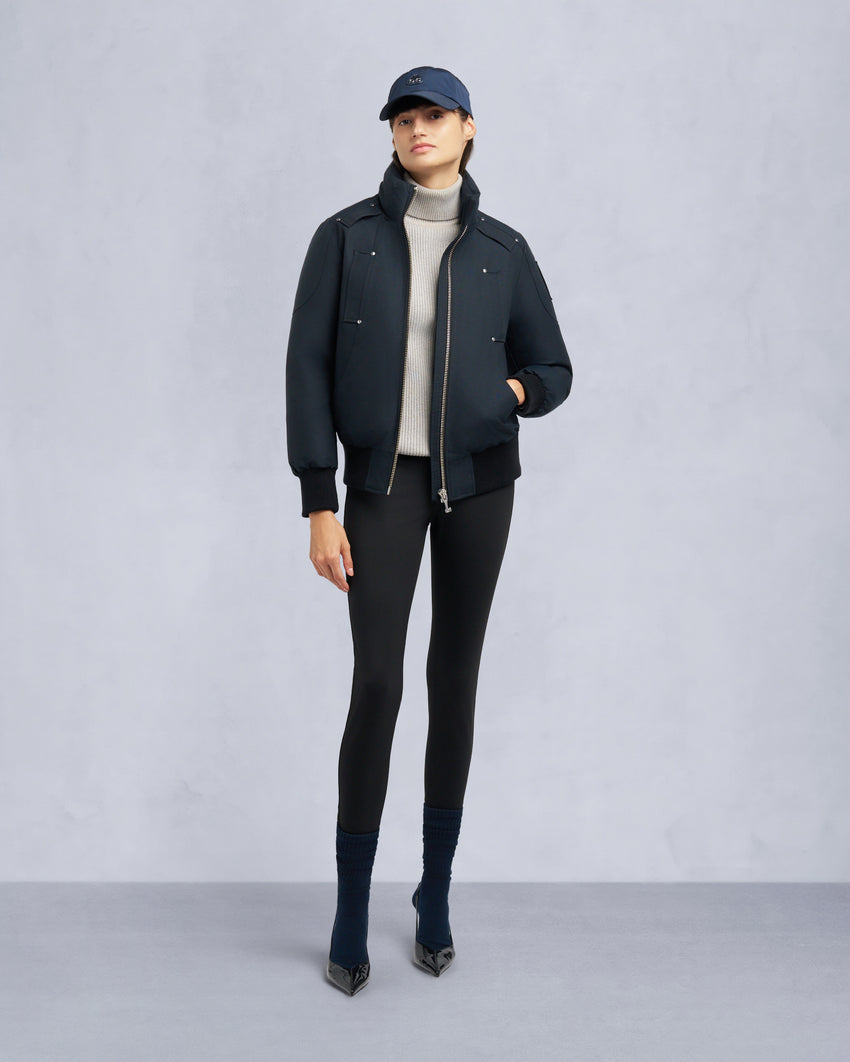 ORIGINAL DEBBIE SHEARLING TRIM BOMBER JACKET-OXYGEN