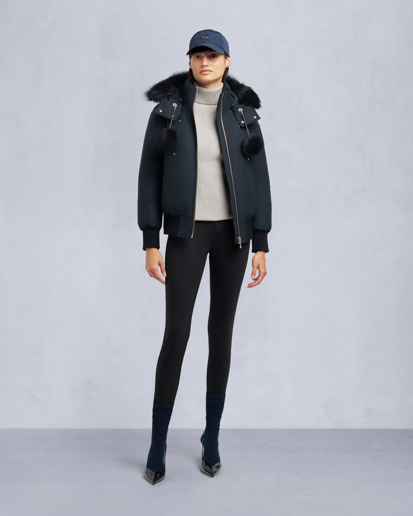 ORIGINAL DEBBIE SHEARLING TRIM BOMBER JACKET-OXYGEN