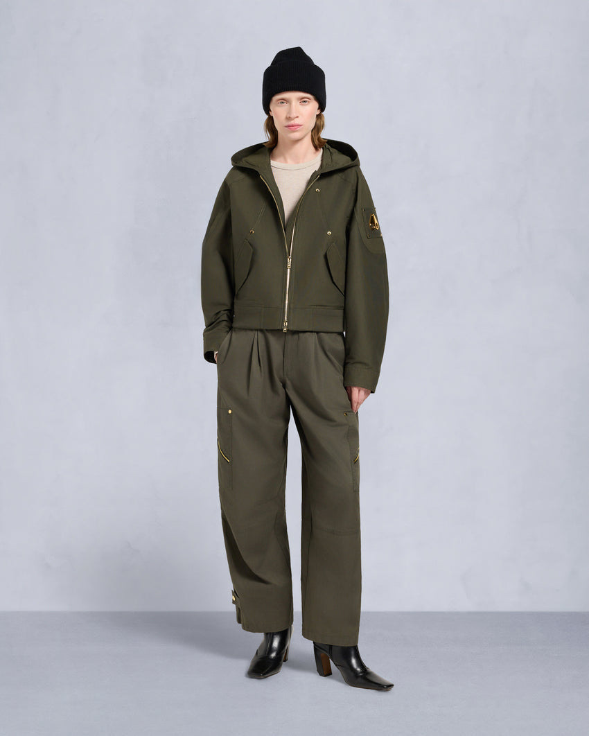 GOLD SERIES LOGAN SHEARLING TRIM BOMBER JACKET-DARK OLIVE/MOSS
