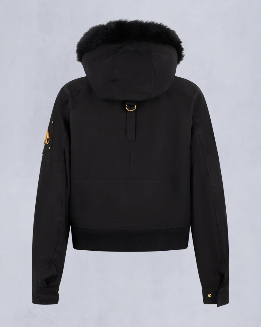GOLD SERIES LOGAN SHEARLING TRIM BOMBER JACKET-DARK OLIVE/MOSS