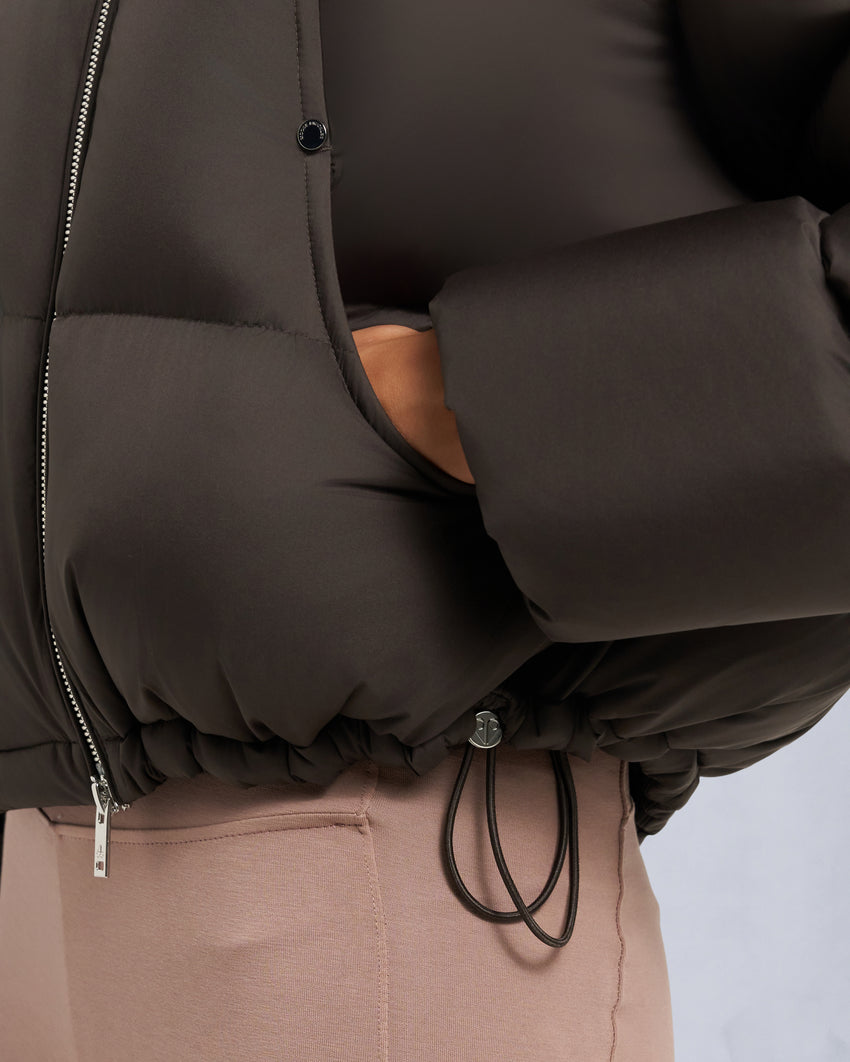 AKAI CROPPED PUFFER-ESPRESSO