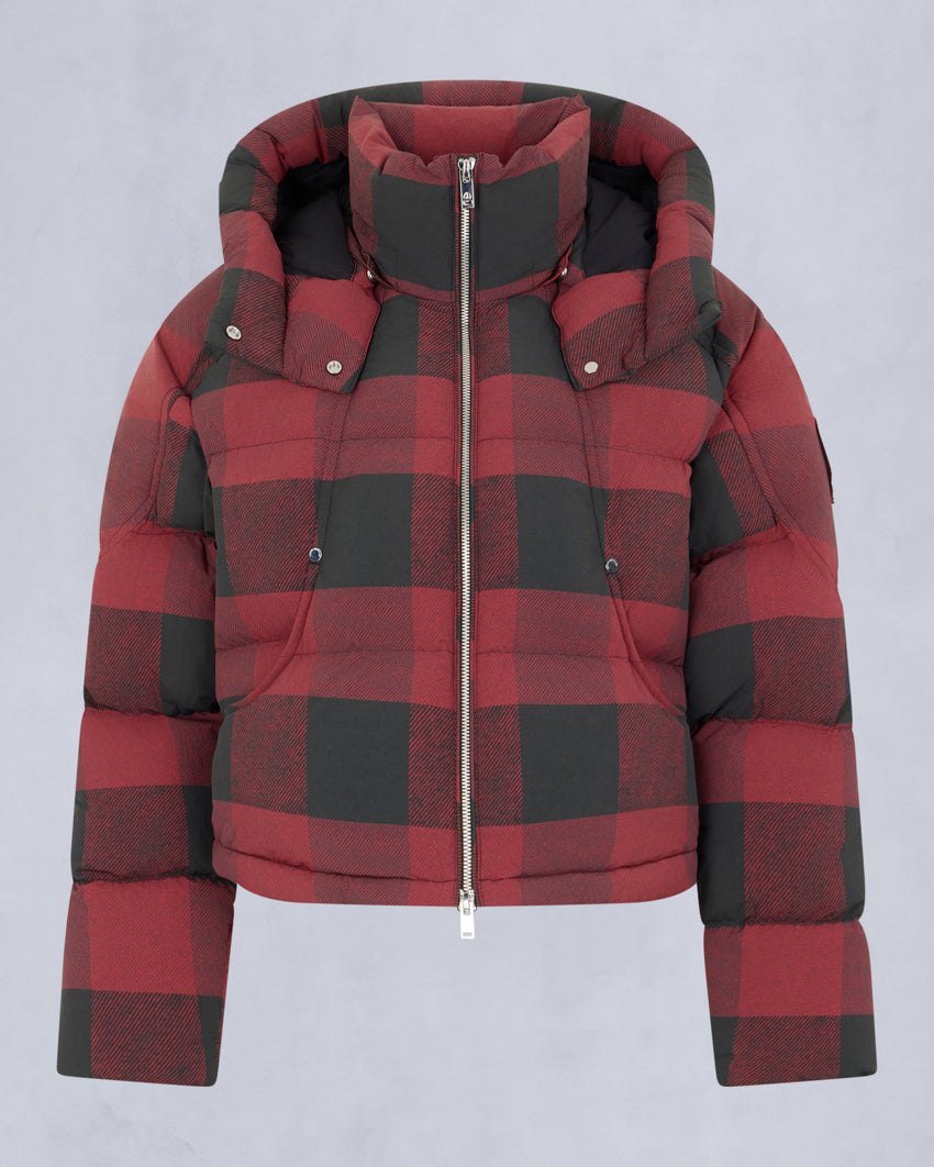 AKAI CROPPED PUFFER-SUMAC BLACK PLAID/BLACK