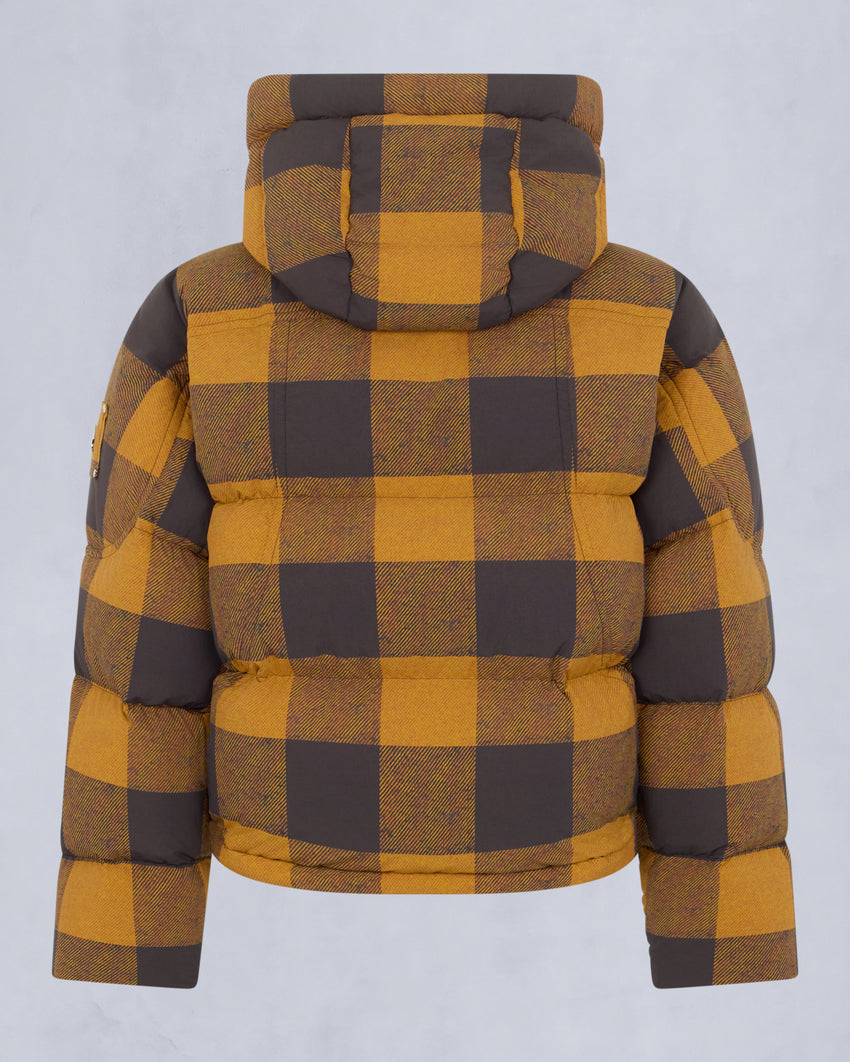 AKAI CROPPED PUFFER-SUMAC BLACK PLAID/BLACK