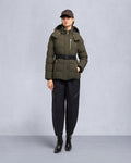 GOLD SERIES NYLUXE CAMBRIA SHEARLING TRIM JACKET-DARK OLIVE/BLACK