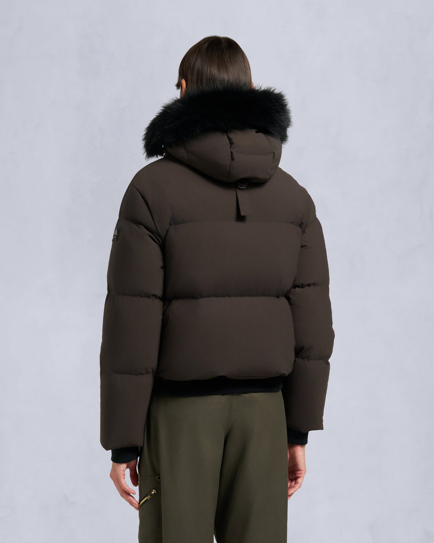 NYLUXE MISTI PUFFER-ESPRESSO/BLACK