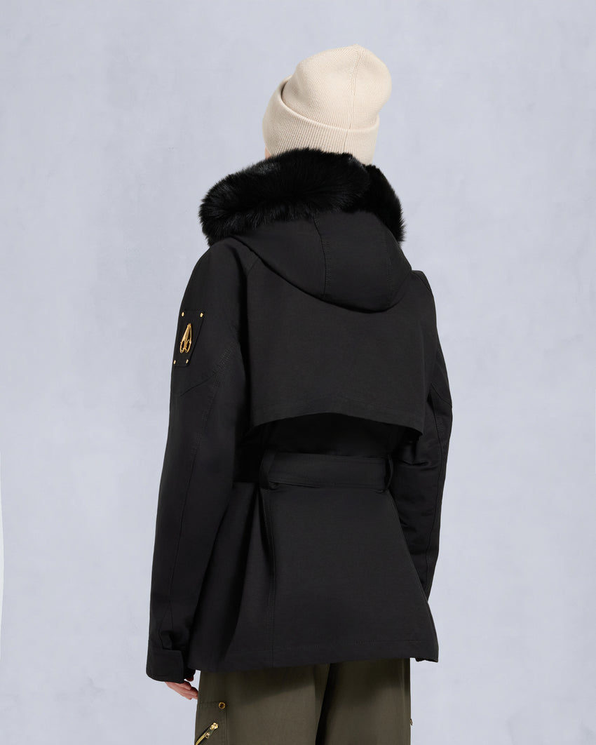 GOLD SERIES NOVA SHEARLING TRIM  3Q JACKET -BLACK/BLACK