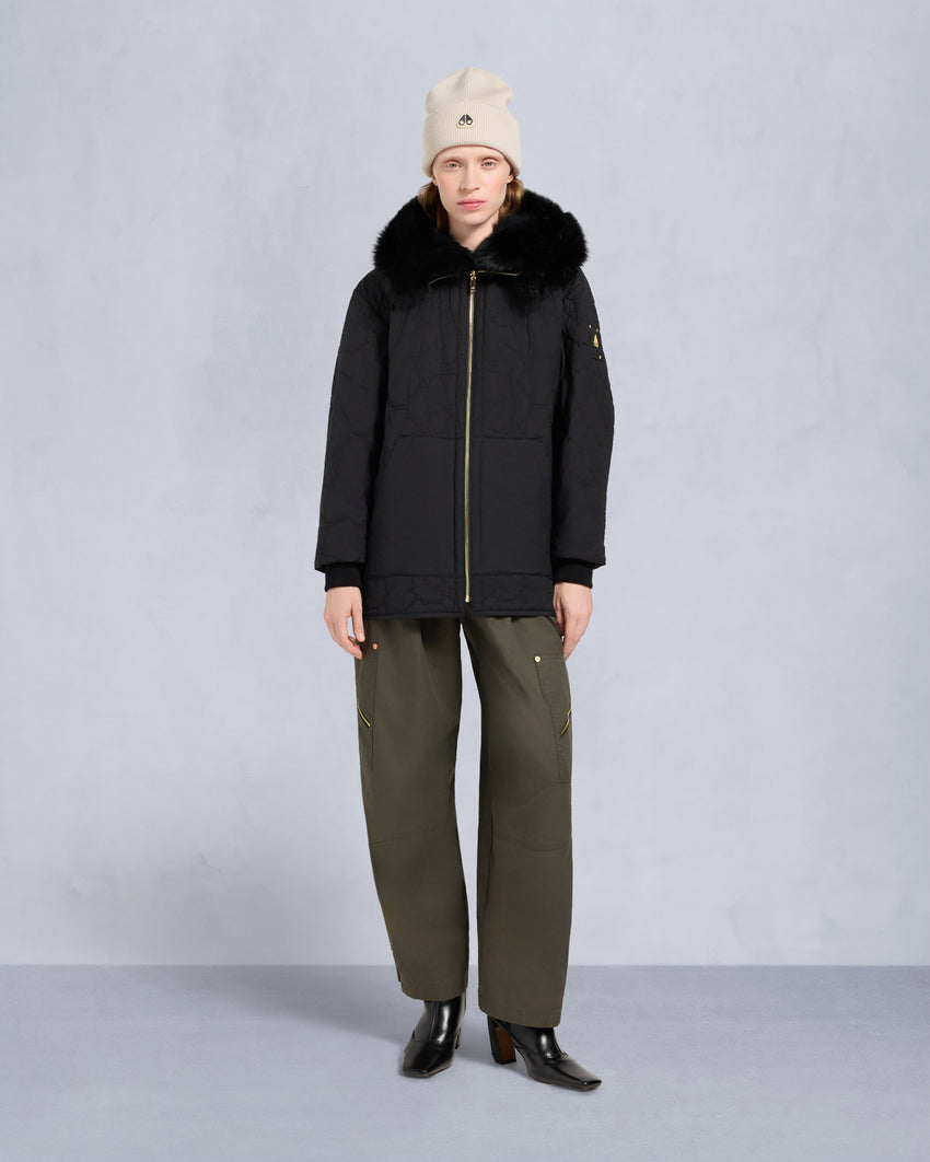 GOLD SERIES NOVA SHEARLING TRIM  3Q JACKET -BLACK/BLACK