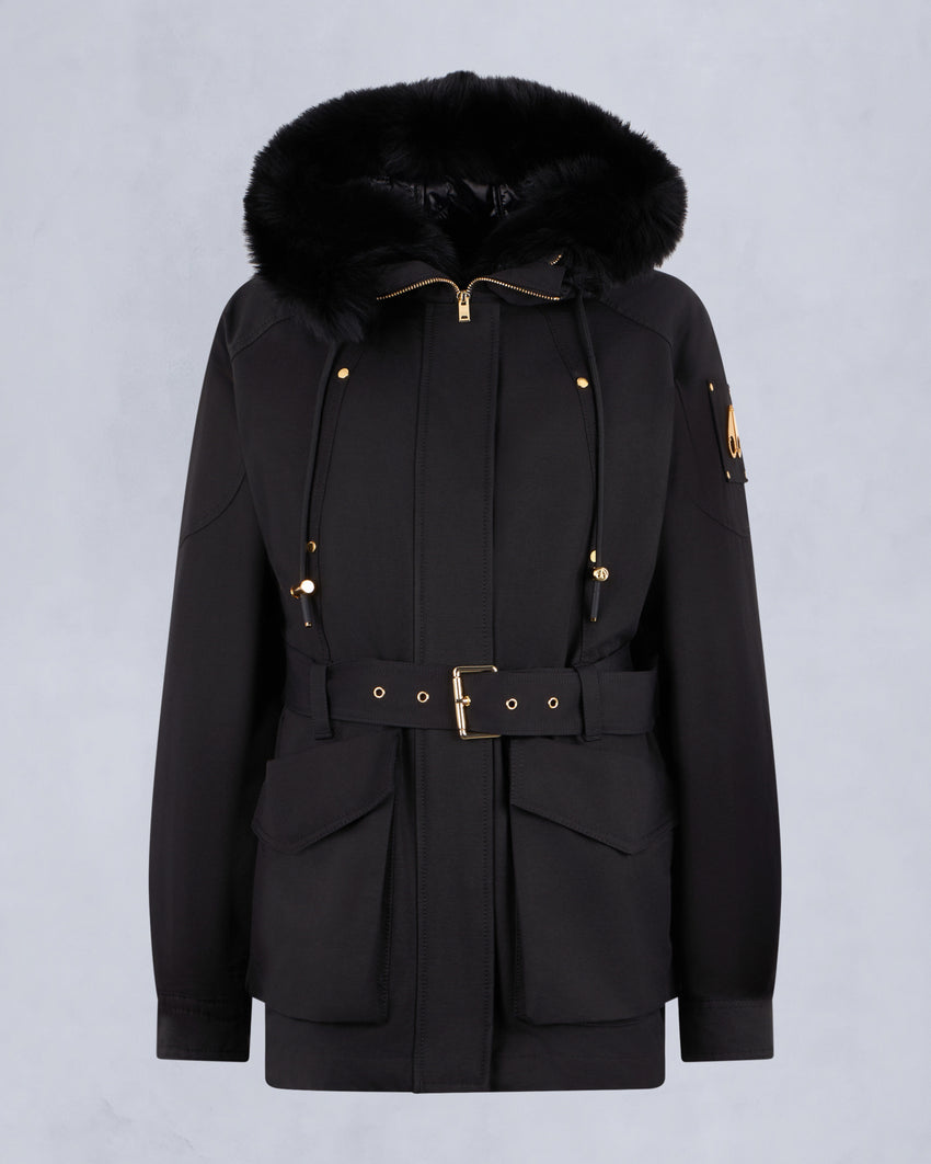 GOLD SERIES NOVA SHEARLING TRIM  3Q JACKET -BLACK/BLACK