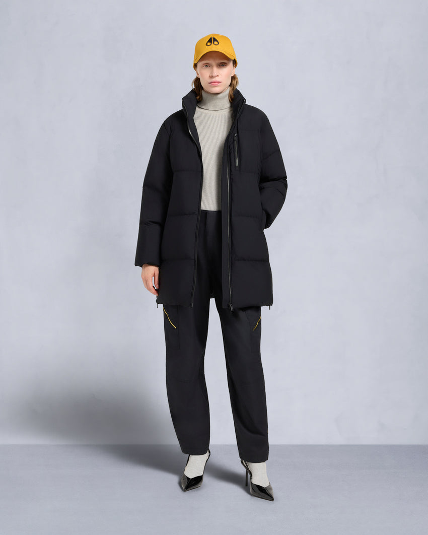 NYLUXE CHELIA SHEARLING TRIM 3Q JACKET-NAVY/BLACK