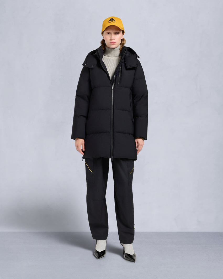 NYLUXE CHELIA SHEARLING TRIM 3Q JACKET-NAVY/BLACK