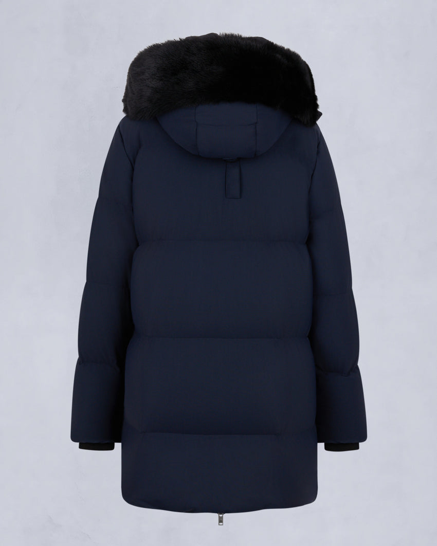 NYLUXE CHELIA SHEARLING TRIM 3Q JACKET-NAVY/BLACK