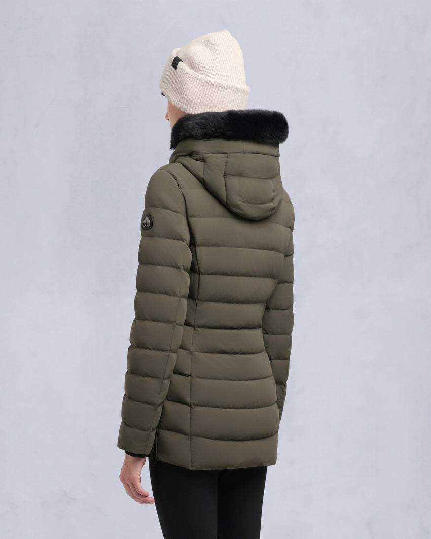 ROSELAWN SHEARLING TRIM JACKET-NAVY/BLACK