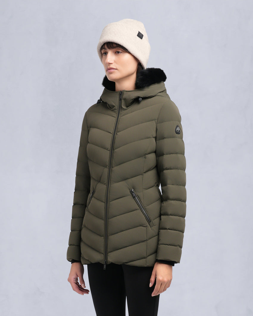 ROSELAWN SHEARLING TRIM JACKET-NAVY/BLACK