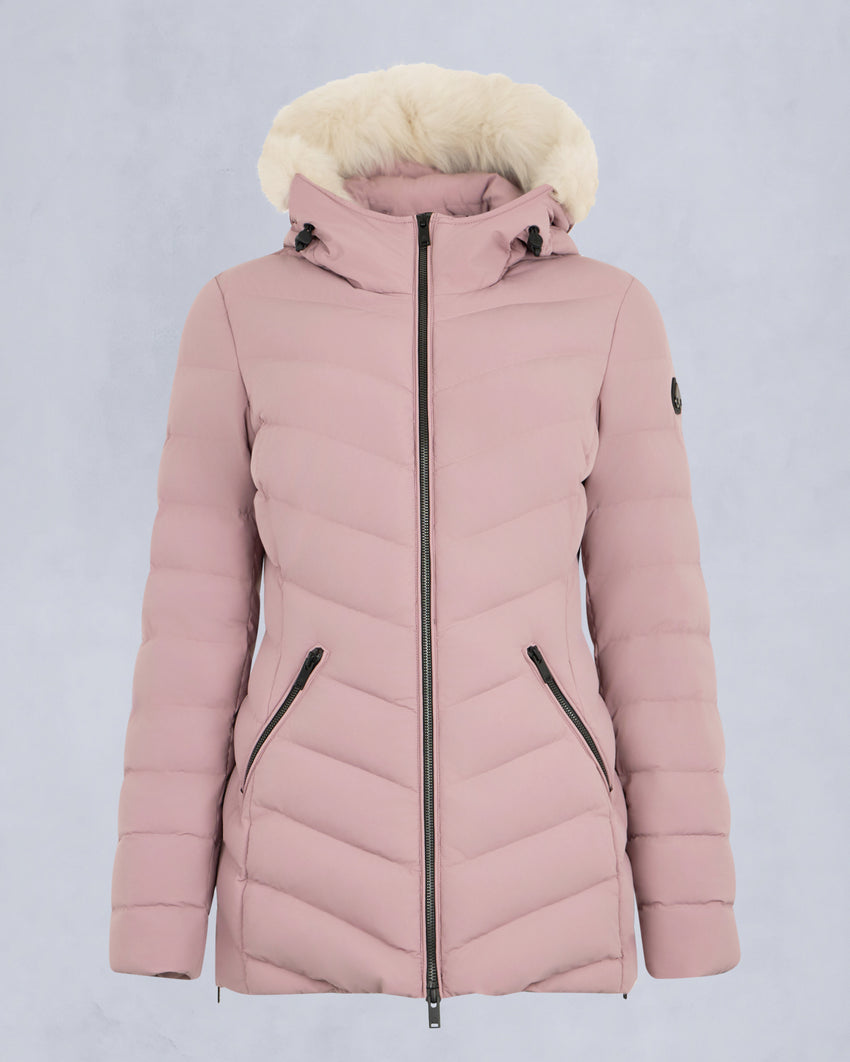 ROSELAWN SHEARLING TRIM JACKET-NAVY/BLACK