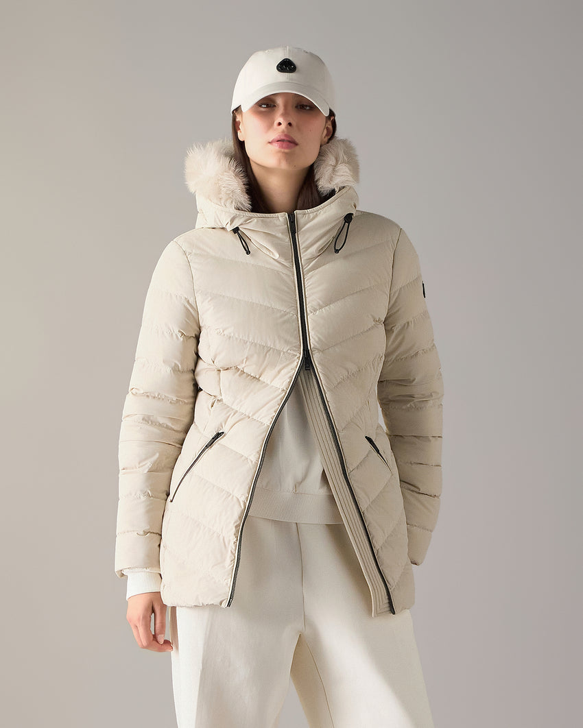 ROSELAWN SHEARLING TRIM JACKET-NAVY/BLACK