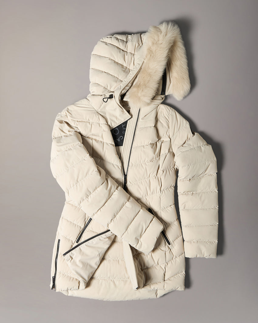 ROSELAWN SHEARLING TRIM JACKET-NAVY/BLACK