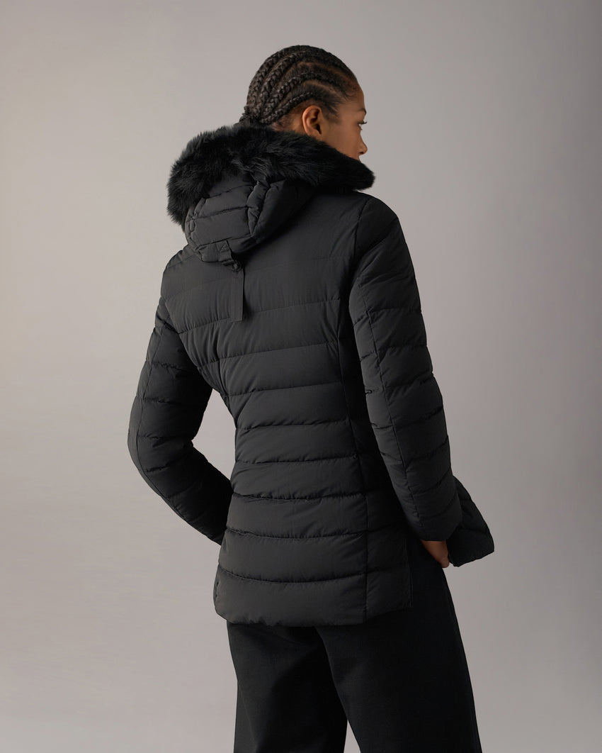 ROSELAWN SHEARLING TRIM JACKET-NAVY/BLACK