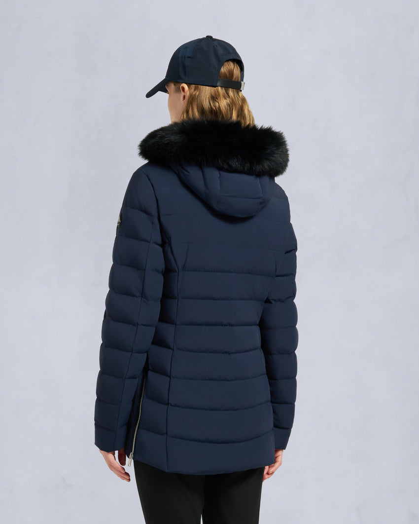 ROSELAWN SHEARLING TRIM JACKET-NAVY/BLACK