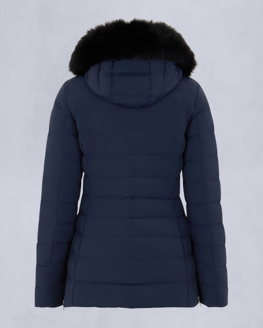 ROSELAWN SHEARLING TRIM JACKET-NAVY/BLACK
