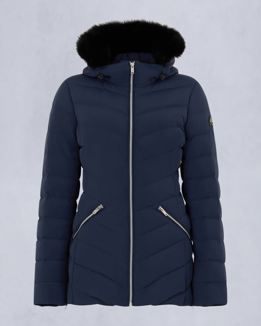 ROSELAWN SHEARLING TRIM JACKET-NAVY/BLACK