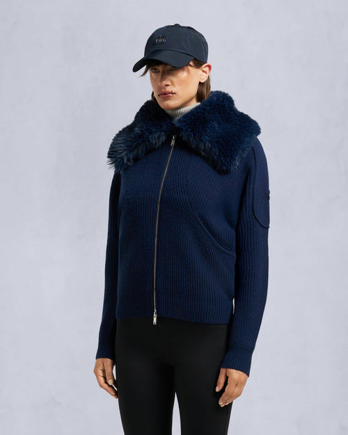 CORINA FULL-ZIP SWEATER-NAVY
