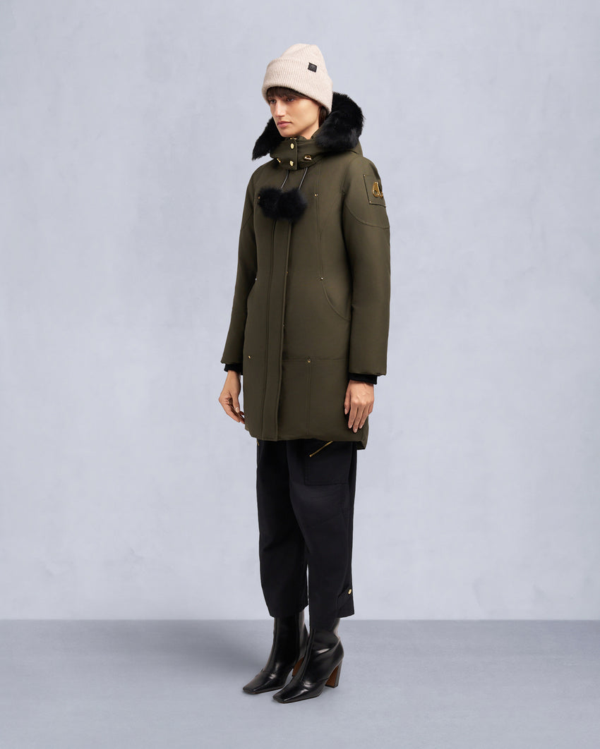 GOLD SERIES STIRLING SHEARLING TRIM PARKA-DARK OLIVE/BLACK