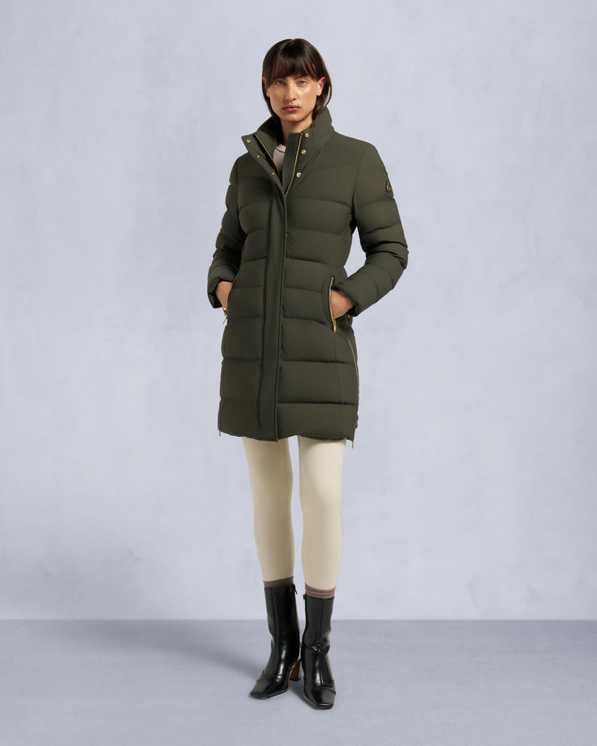 GOLD SERIES NYLUXE WATERSHED SHEARLING TRIM PARKA-DARK OLIVE/BLACK