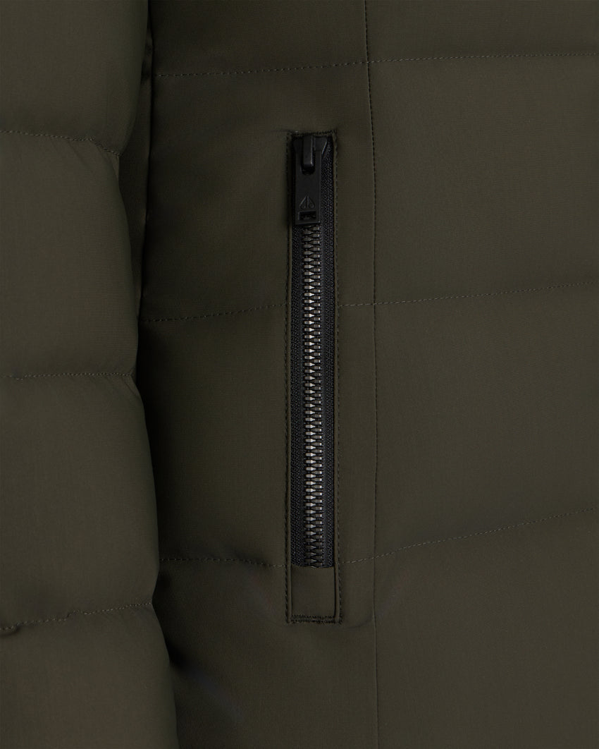 NYLUXE WATERSHED SHEARLING TRIM PARKA-DARK OLIVE/BLACK