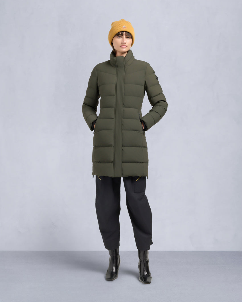 NYLUXE WATERSHED SHEARLING TRIM PARKA-DARK OLIVE/BLACK