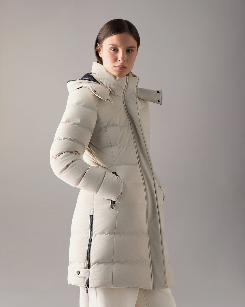 NYLUXE WATERSHED SHEARLING TRIM PARKA-DARK OLIVE/BLACK