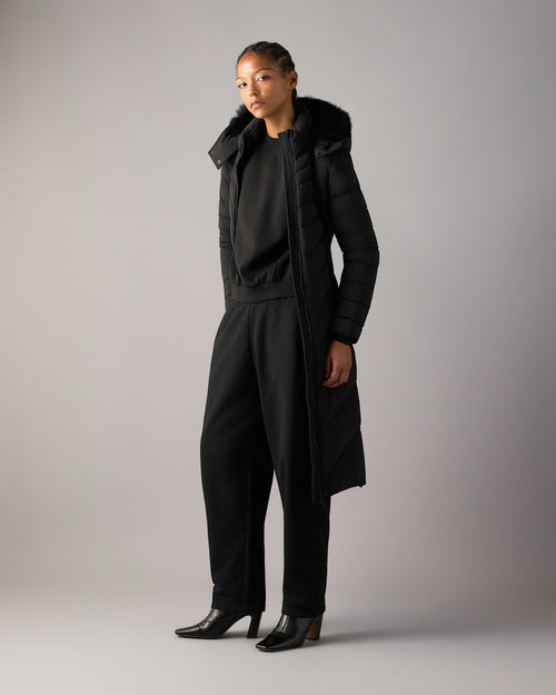 COOPER LAKE SHEARLING TRIM PARKA-BLACK/BLACK