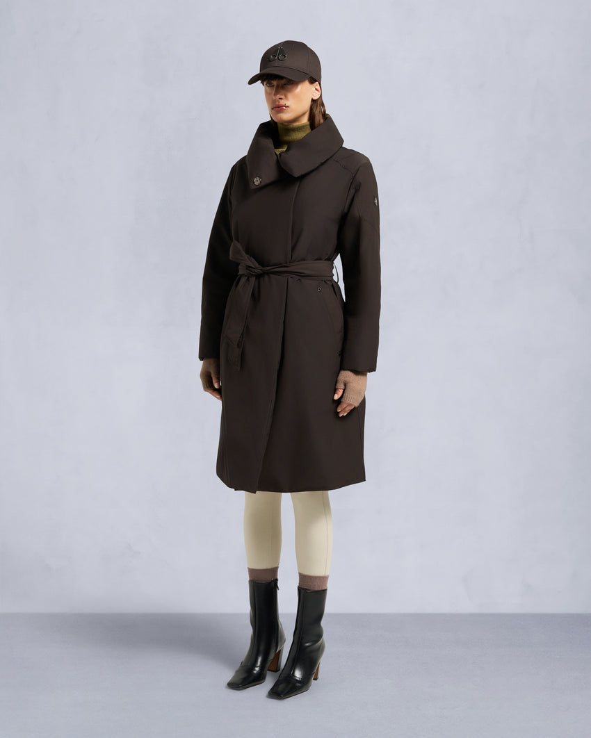 LONDSDALE LONG WRAP JACKET-ESPRESSO