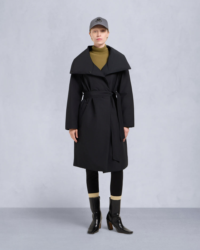LONDSDALE LONG WRAP JACKET-ESPRESSO