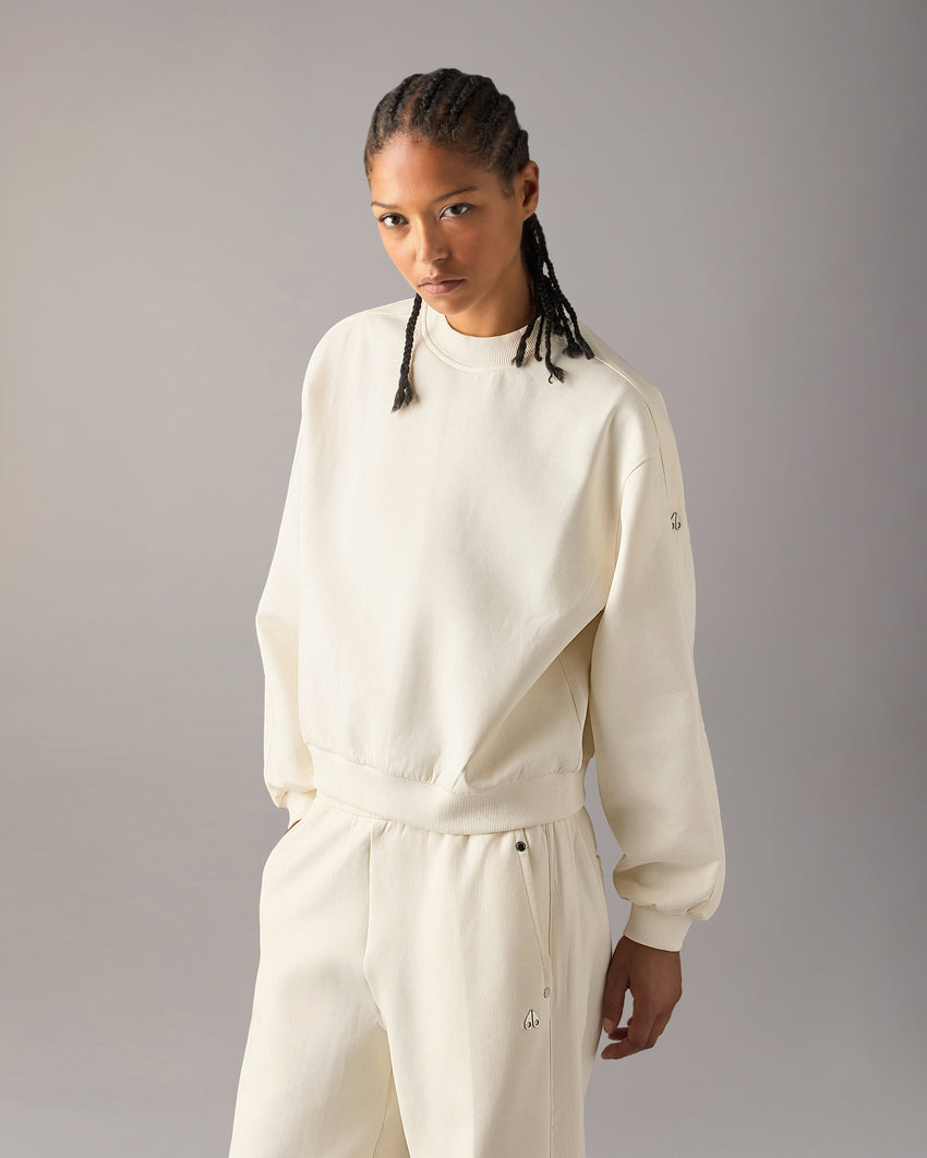 MIX MEDIA CREWNECK SWEATSHIRT-ESPRESSO