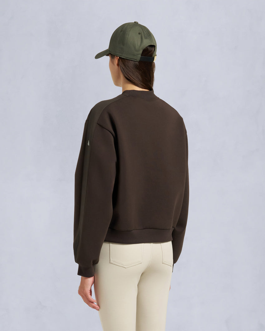 MIX MEDIA CREWNECK SWEATSHIRT-ESPRESSO
