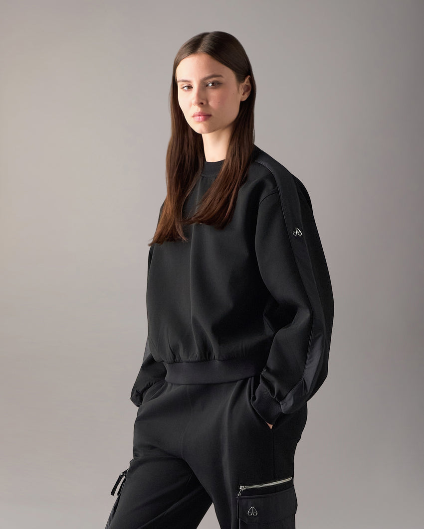 MIX MEDIA CREWNECK SWEATSHIRT-ESPRESSO