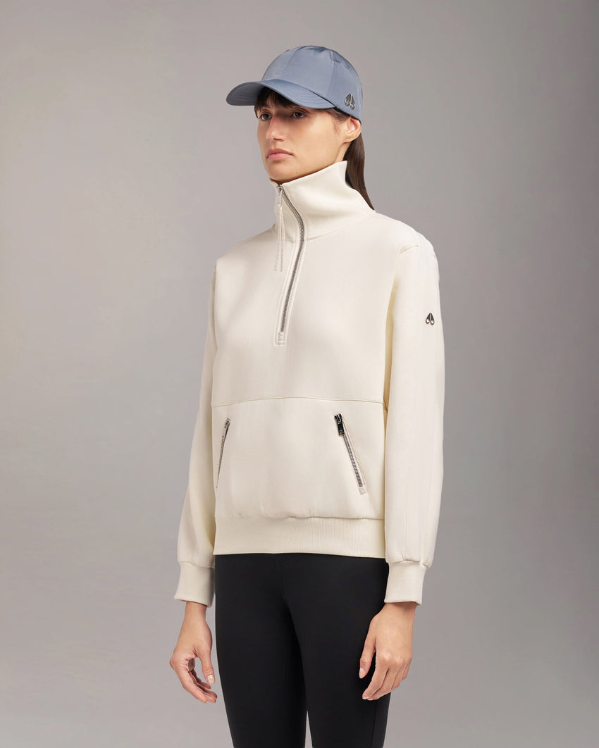 MIX MEDIA QUARTER ZIP SWEATER-ESPRESSO