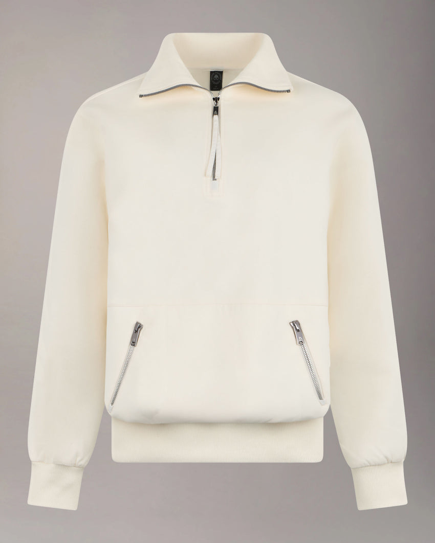 MIX MEDIA QUARTER ZIP SWEATER-ESPRESSO