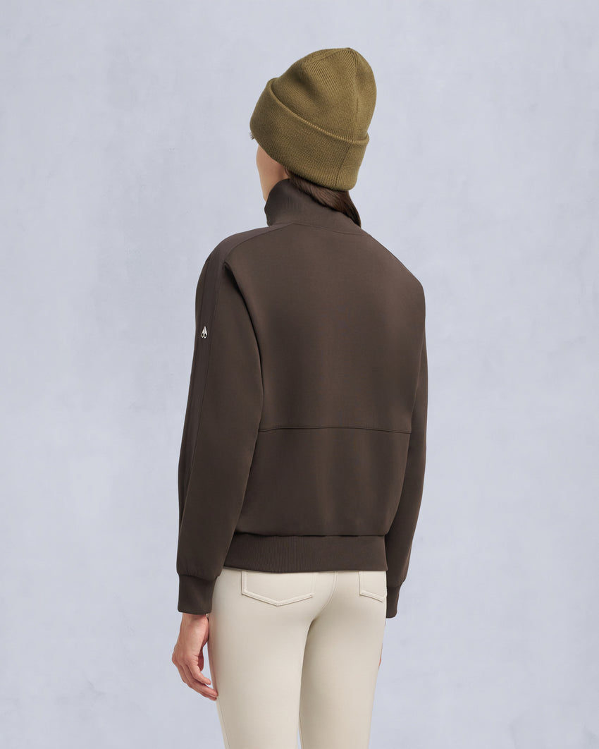 MIX MEDIA QUARTER ZIP SWEATER-ESPRESSO