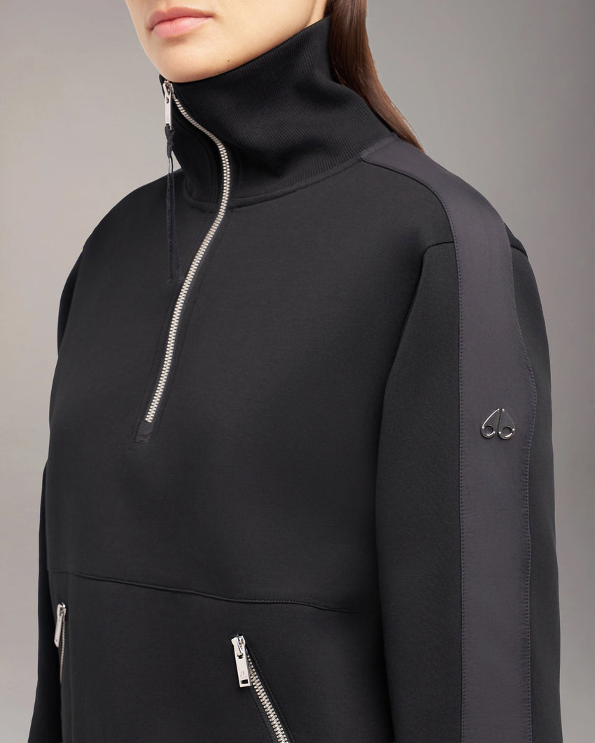 MIX MEDIA QUARTER ZIP SWEATER-ESPRESSO