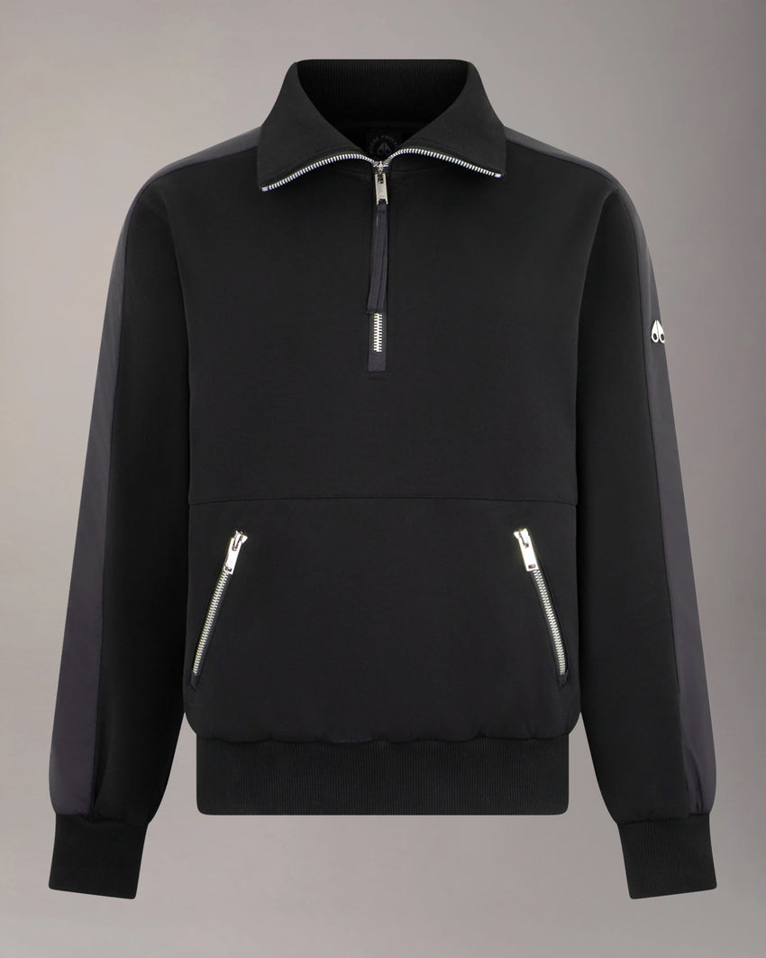 MIX MEDIA QUARTER ZIP SWEATER-ESPRESSO