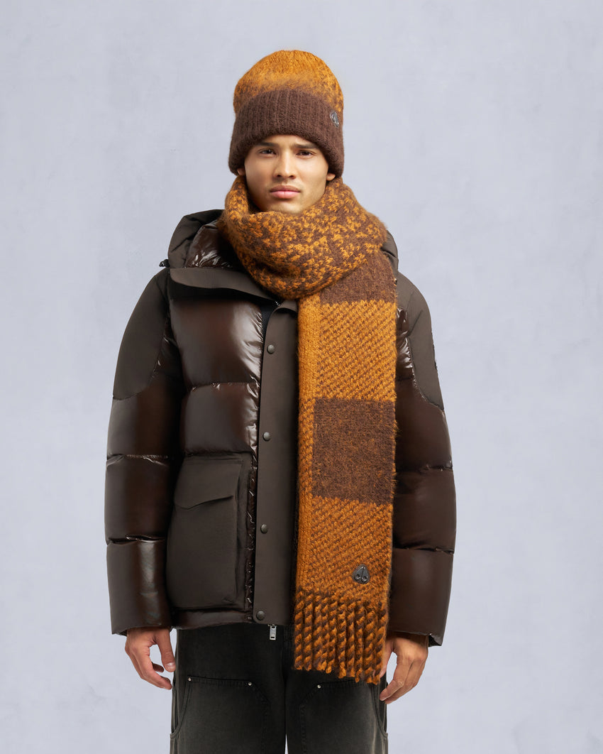 CORINA KNIT SCARF-BUTTERSCOTCH/ESPRESSO
